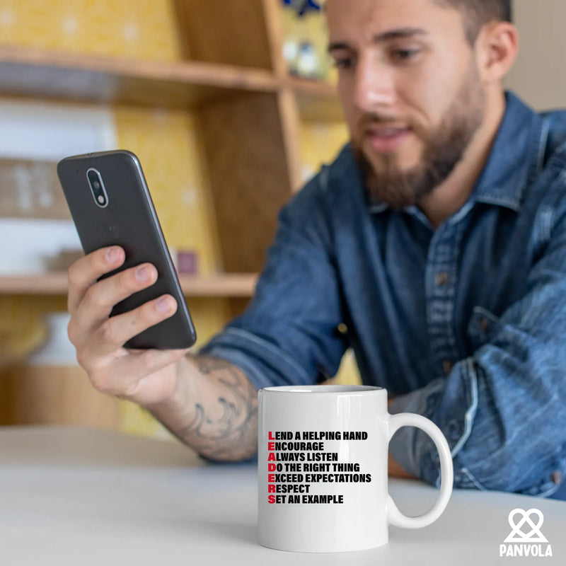 Leaders Acronym Ceramic Mug 11 oz White - Panvola