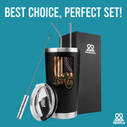 Motorcycle American Flag Motorcycle Gifts Vacuum Insulated Tumbler 20 oz Black - Panvola