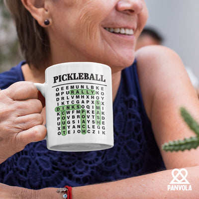 Crossword Pickleball Ceramic Mug 11 oz White