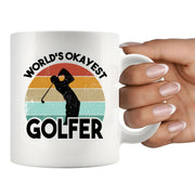 World's Okayest Golfer Golf Gifts Ceramic Mug 11 oz White - Panvola