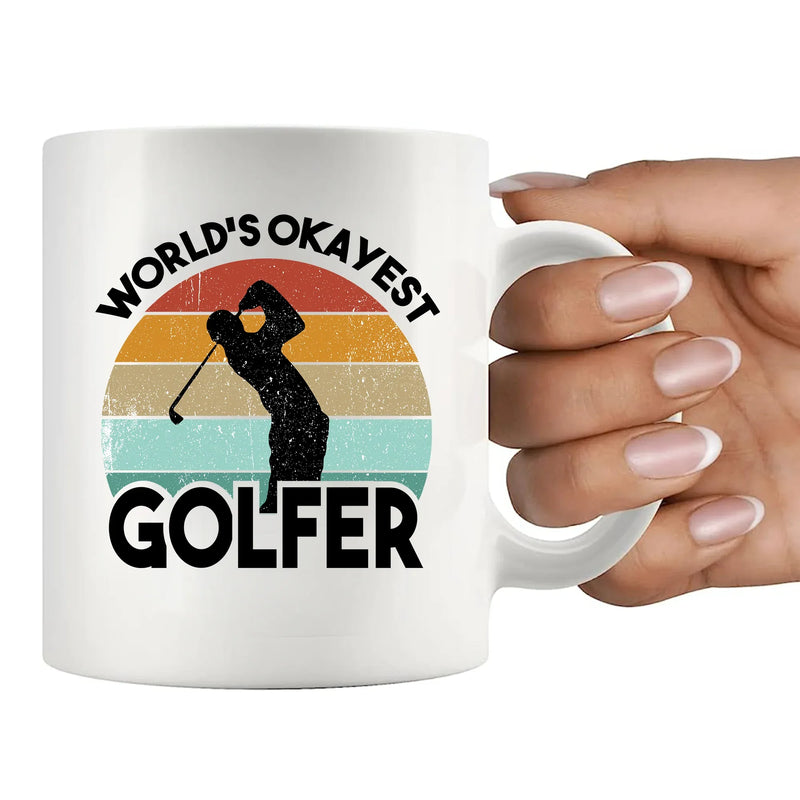 World's Okayest Golfer Golf Gifts Ceramic Mug 11 oz White - Panvola