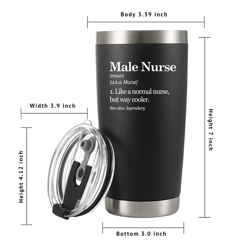 Male Nurse Definition Murse Like A Normal Nurse But Way Cooler Vacuum Insulated Stainless Steel Tumbler 20 oz Black - Panvola