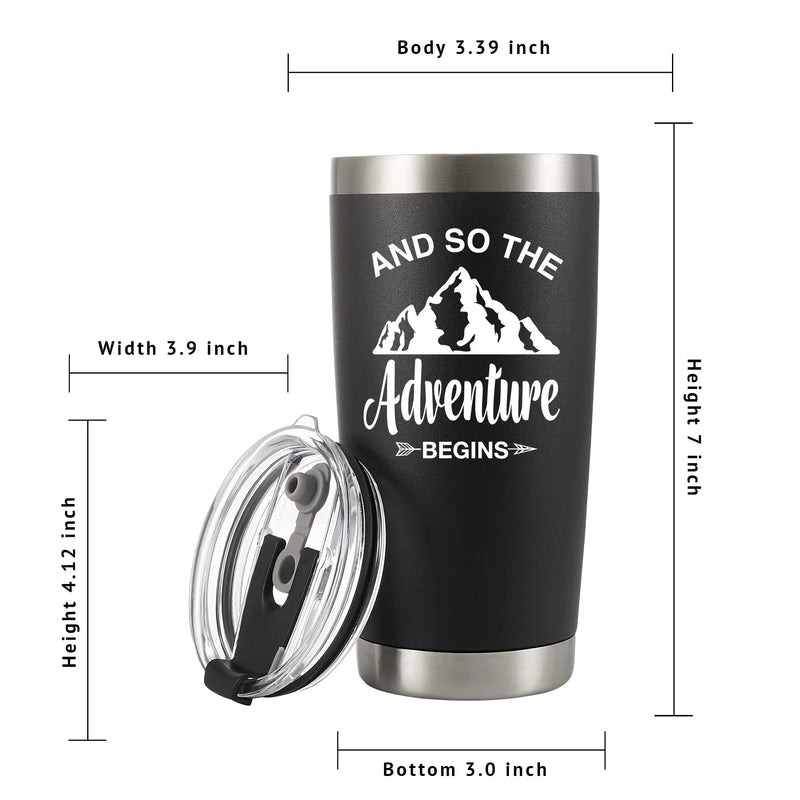 And So The Adventure Begins Retirement Graduation New Job Vacuum Insulated Tumbler 20 oz - Panvola