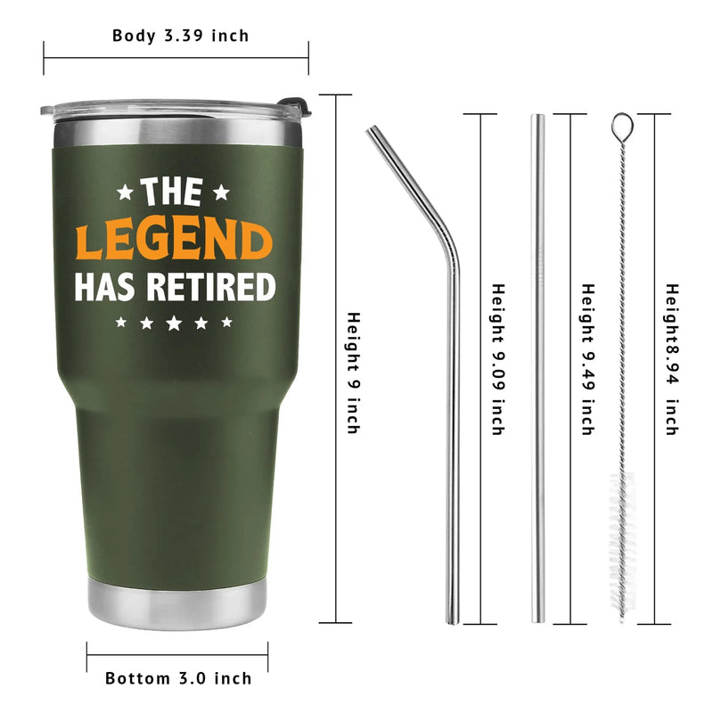 The Legend Has Retired Vacuum Insulated Stainless Steel Tumbler Khaki - Panvola
