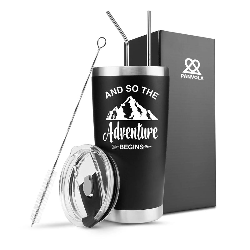 And So The Adventure Begins Retirement Graduation New Job Vacuum Insulated Tumbler 20 oz - Panvola