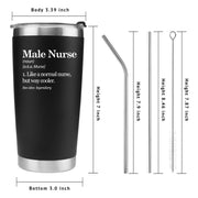 Male Nurse Definition Murse Like A Normal Nurse But Way Cooler Vacuum Insulated Stainless Steel Tumbler 20 oz Black - Panvola