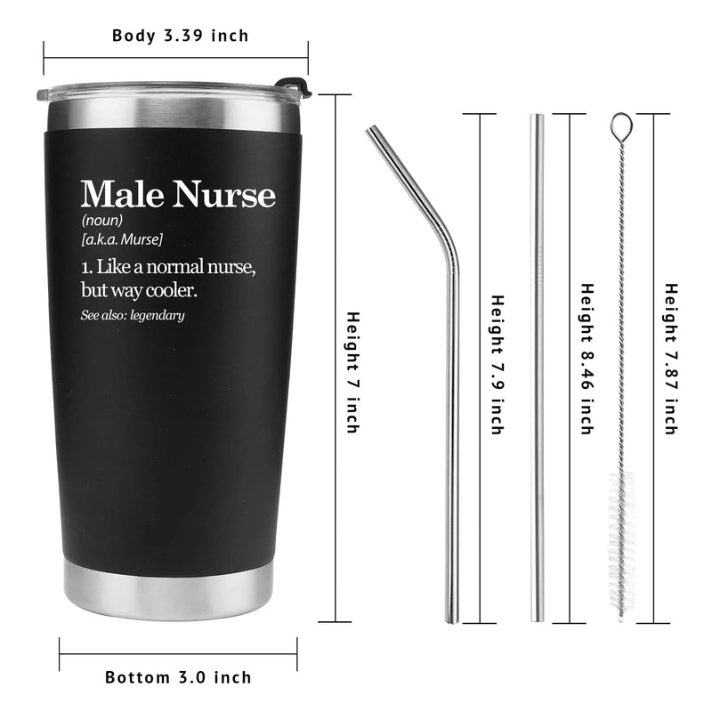 Male Nurse Definition Murse Like A Normal Nurse But Way Cooler Vacuum Insulated Stainless Steel Tumbler 20 oz Black - Panvola