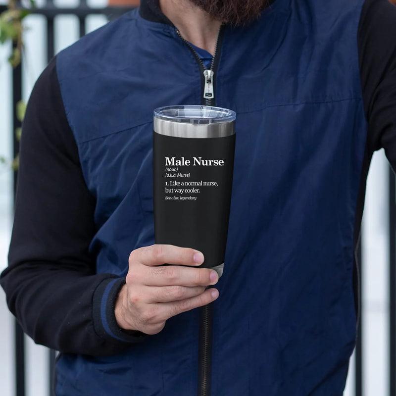 Male Nurse Definition Murse Like A Normal Nurse But Way Cooler Vacuum Insulated Stainless Steel Tumbler 20 oz Black - Panvola