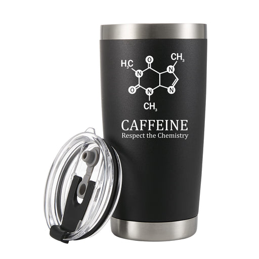 Caffeine Respect the Chemistry Vacuum Insulated Stainless Steel Tumbler.