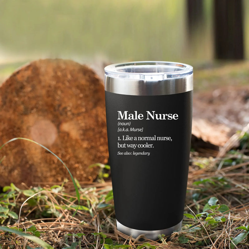 Male Nurse Definition Murse Like A Normal Nurse But Way Cooler Vacuum Insulated Stainless Steel Tumbler 20 oz Black - Panvola