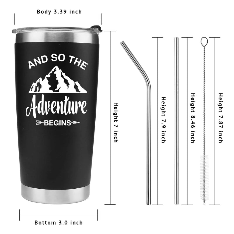 And So The Adventure Begins Retirement Graduation New Job Vacuum Insulated Tumbler 20 oz - Panvola