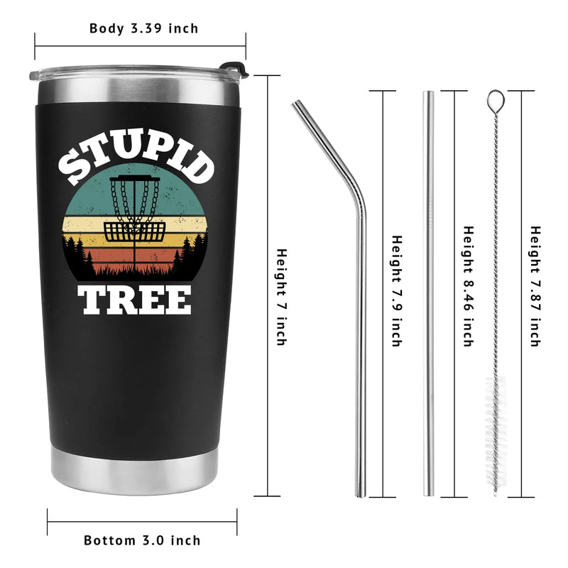 Stupid Tree Funny Disc Golf Player Vacuum Insulated Tumbler 20 oz - Panvola