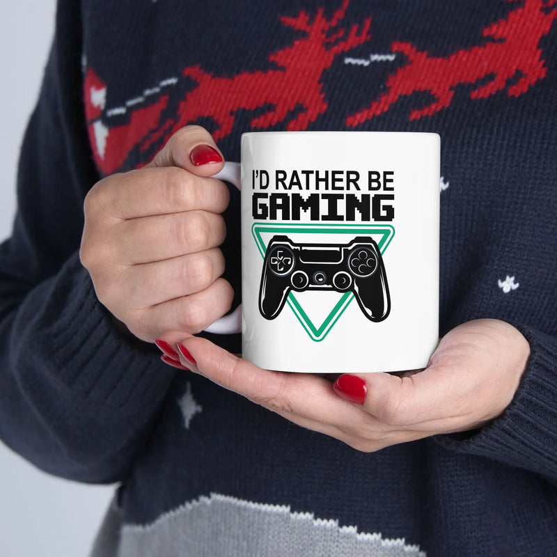 Personalized I’d Rather Be Gaming Customized Ceramic Mug 11 oz White - Panvola