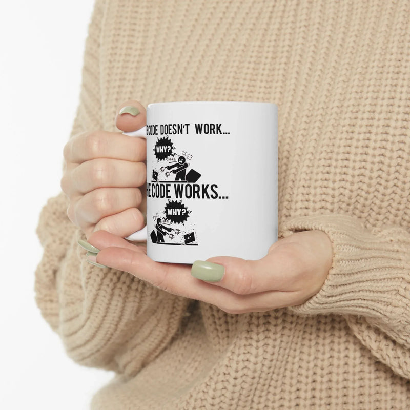 Personalized Code Works Why Customized Ceramic Mug 11 oz White - Panvola