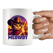 Meowdy Ceramic Mug 11 oz White - Panvola