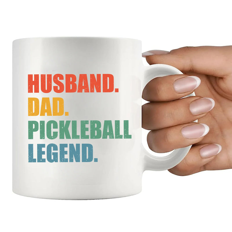 Husband Dad Pickleball Legend Ceramic Mug 11 oz White - Panvola