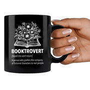 Booktrovert Definition Mug Ceramic Cup 11 oz Black - Panvola