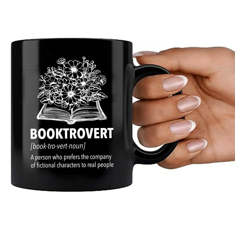Booktrovert Definition Mug Ceramic Cup 11 oz Black - Panvola