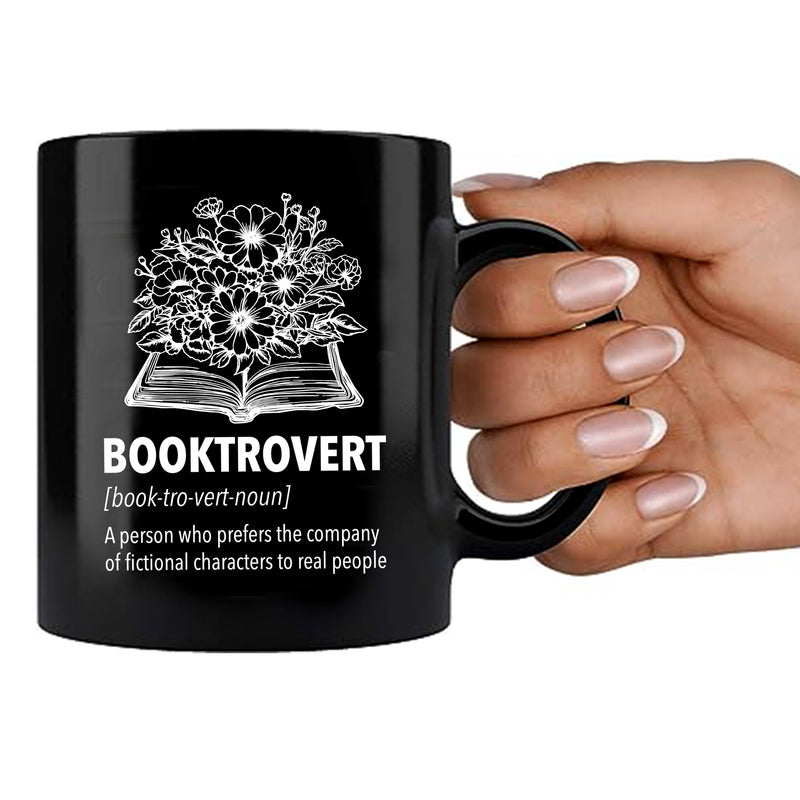 Booktrovert Definition Mug Ceramic Cup 11 oz Black