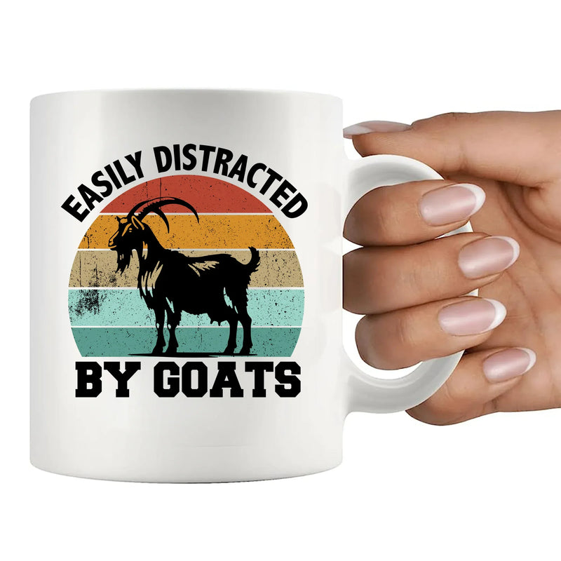 Easily Distracted By Goats Ceramic Mug 11 oz White - Panvola