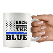Back The Blue Ceramic Mug 11 oz White - Panvola