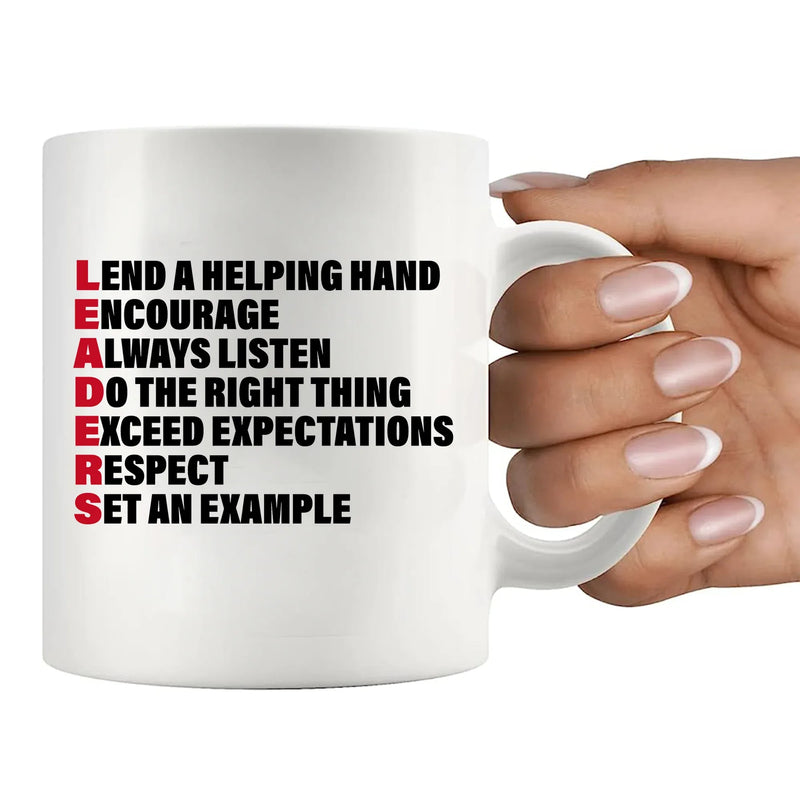Leaders Acronym Ceramic Mug 11 oz White - Panvola