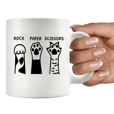 Rock Paper Scissors Ceramic Mug 11 oz White