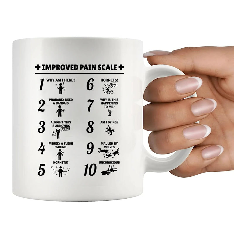 Improved Pain Scale Ceramic Mug 11 oz Whte - Panvola