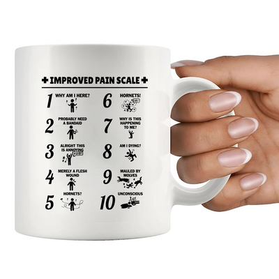 Improved Pain Scale Ceramic Mug 11 oz Whte