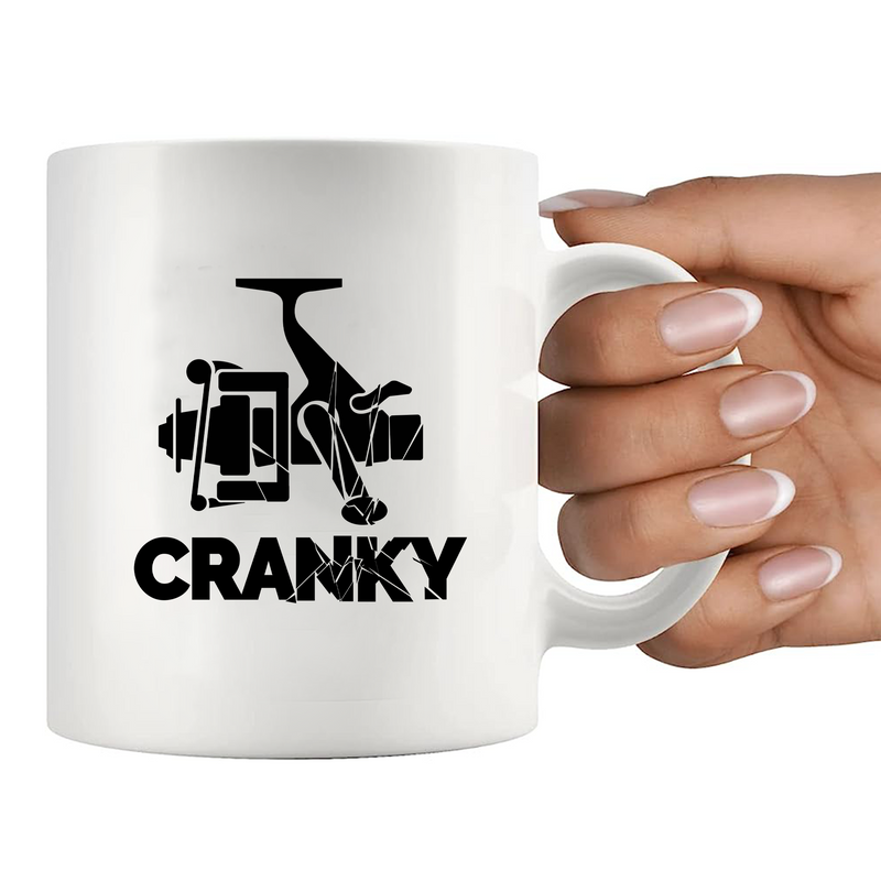 Cranky Fishing Ceramic Mug 11 oz White