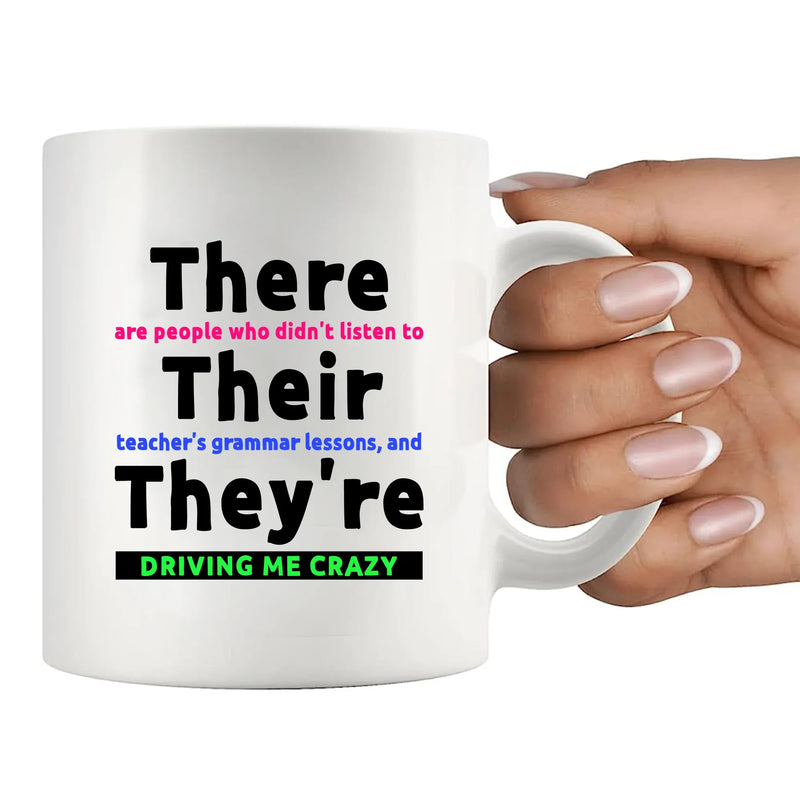 There Their They're  Grammar Ceramic Mug 11 oz White - Panvola