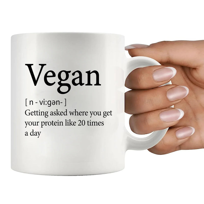 Vegan Definition Mug Ceramic Cup 11 oz White - Panvola