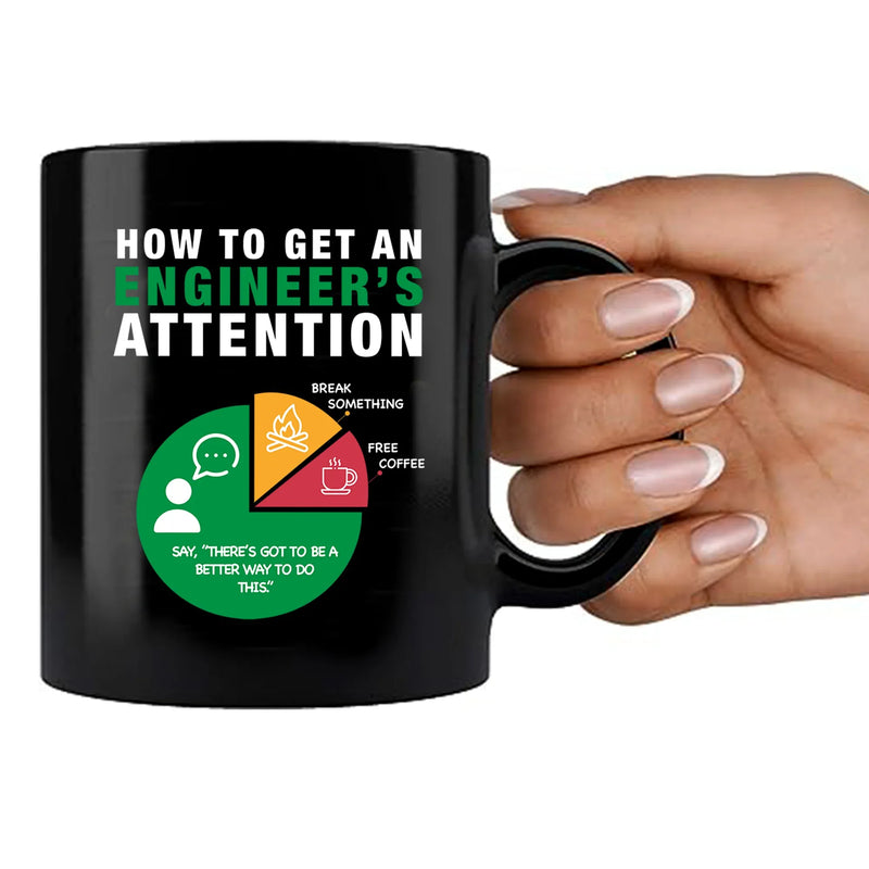 How To Get An Engineer's Attention Ceramic Mug 11 oz Black - Panvola