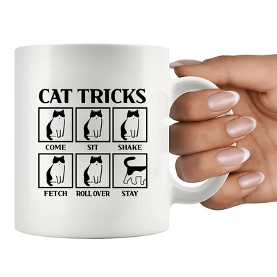 Cat Tricks Ceramic Mug 11 oz White