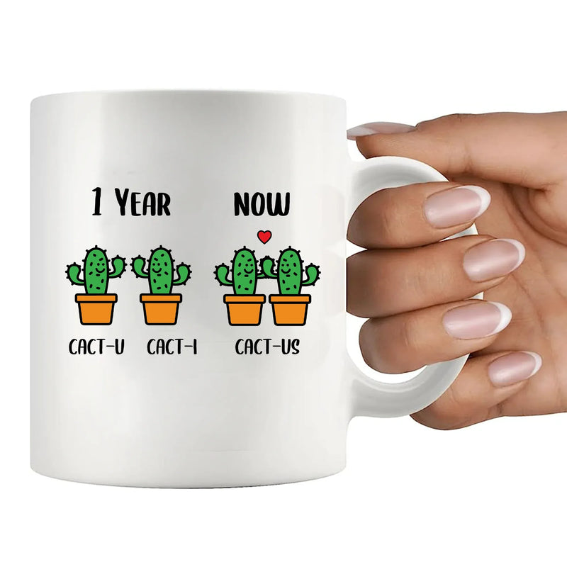 1 Year Cact-U Cact-I Cactus Ceramic Mug 11 oz White - Panvola