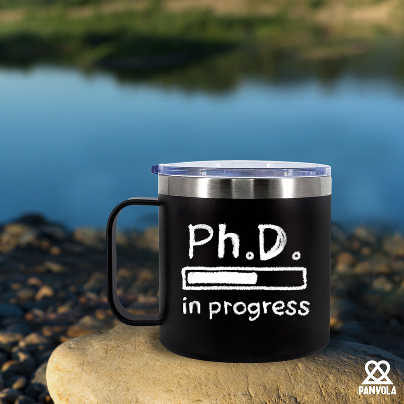 PhD in Progress Insulated Coffee Cup 14 oz