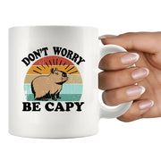 Don't Worry Be Capy Ceramic Mug 11 oz White - Panvola