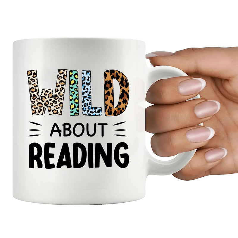 Wild About Reading Ceramic Mug 11 oz White - Panvola