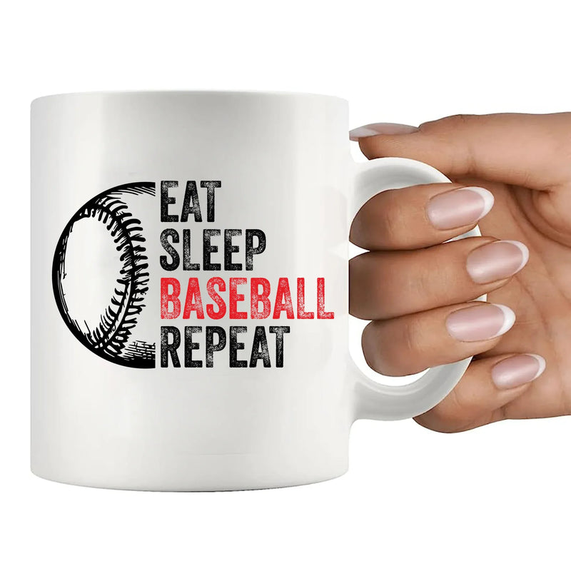 Eat Sleep Baseball Repeat Ceramic Mug 11 oz White - Panvola