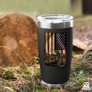 Motorcycle American Flag Motorcycle Gifts Vacuum Insulated Tumbler 20 oz Black - Panvola