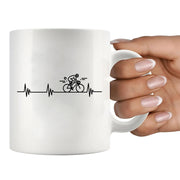 Cycling Heartbeat Ceramic Mug 11 oz White - Panvola