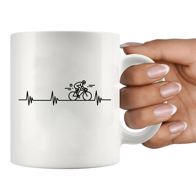 Cycling Heartbeat Ceramic Mug 11 oz White