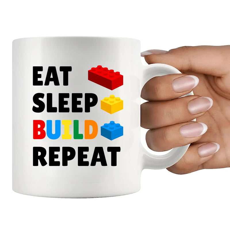 Eat Sleep Build Repeat Ceramic Mug 11 oz White - Panvola