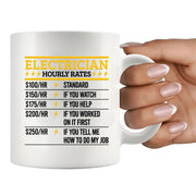 Electrician Hourly Rate Ceramic Mug 11 oz White - Panvola