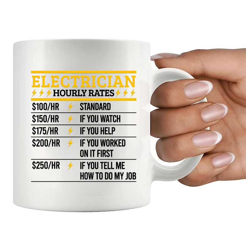 Electrician Hourly Rate Ceramic Mug 11 oz White