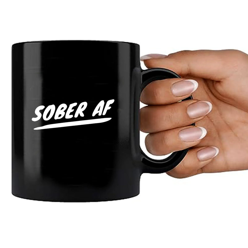 Sober AF Ceramic Mug 11 oz Black - Panvola
