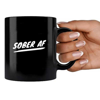 Sober AF Ceramic Mug 11 oz Black