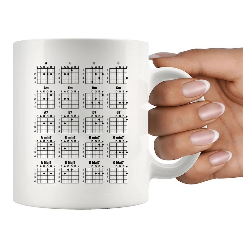 Guitar Code Mug Guitarist Ceramic Mug 11 oz White