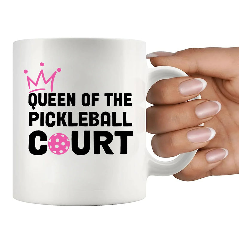 Queen of the Pickleball Court Ceramic Mug 11 oz White - Panvola