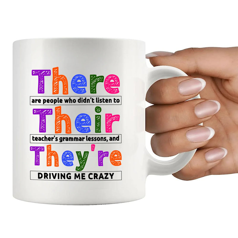 There Their They're English Ceramic Mug 11 oz White - Panvola